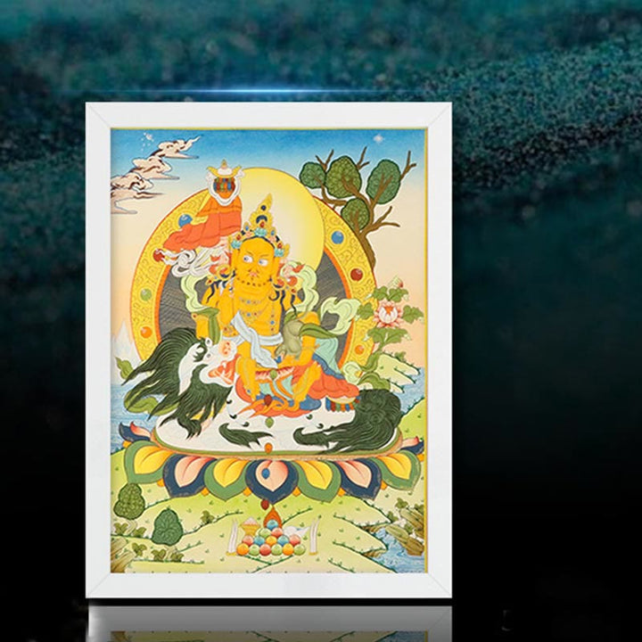 Buddha Stones Tybetańskie Malowanie Thangka Żółty Bóg Bogactwa Zielona Tara Awalokiteśwara Ręcznie Robiona Dekoracja Pudełko Niespodzianek (Losowy Styl)