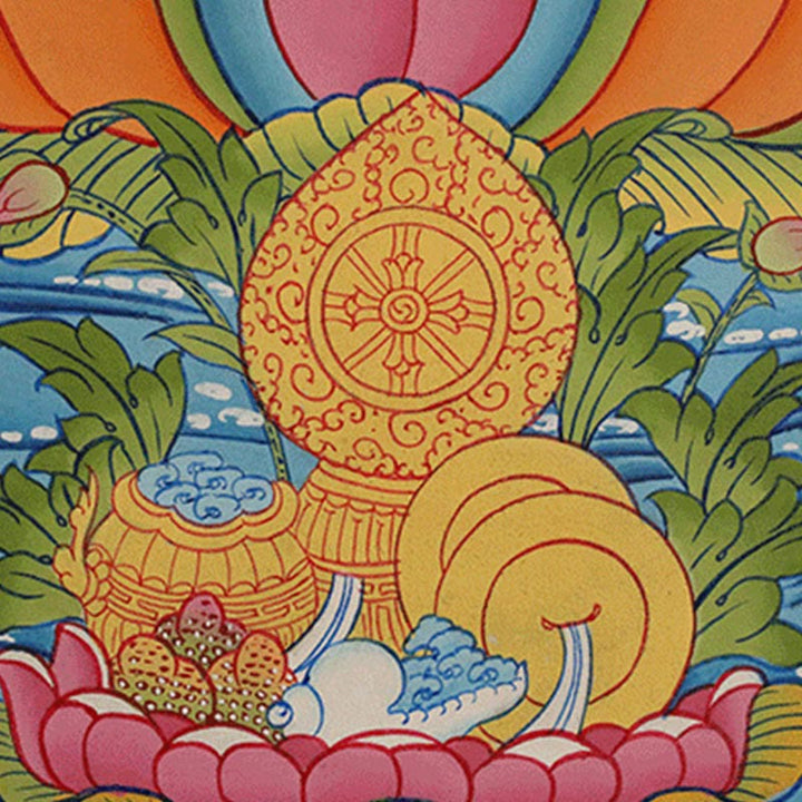 Buddha Stones Tybetańskie Malowanie Thangka Żółty Bóg Bogactwa Zielona Tara Awalokiteśwara Ręcznie Robiona Dekoracja Pudełko Niespodzianek (Losowy Styl)