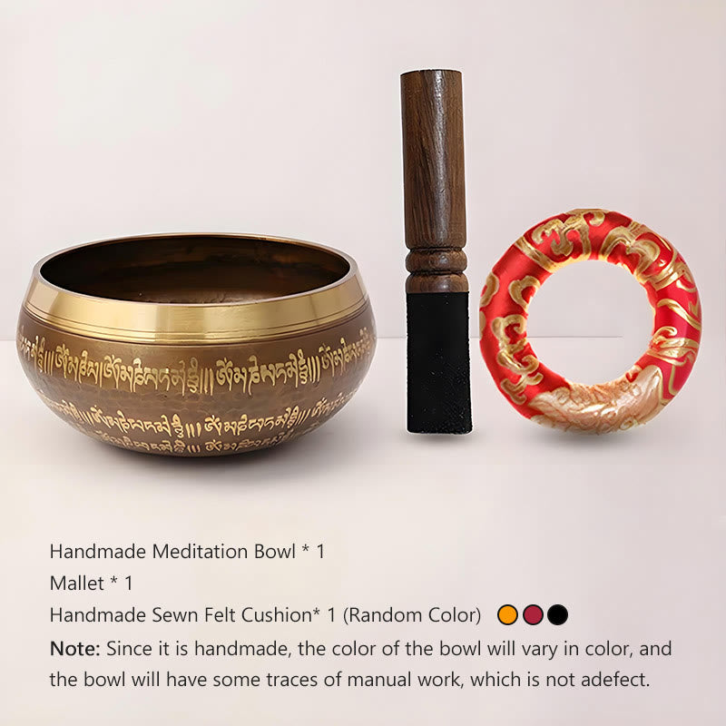 Buddha Stones Ręcznie wykonany wzór misy śpiewającej z fragmentem Pisma Świętego do uzdrawiania i medytacji. Zestaw mis dźwiękowych - 6,69 cala (17 cm) - image 1