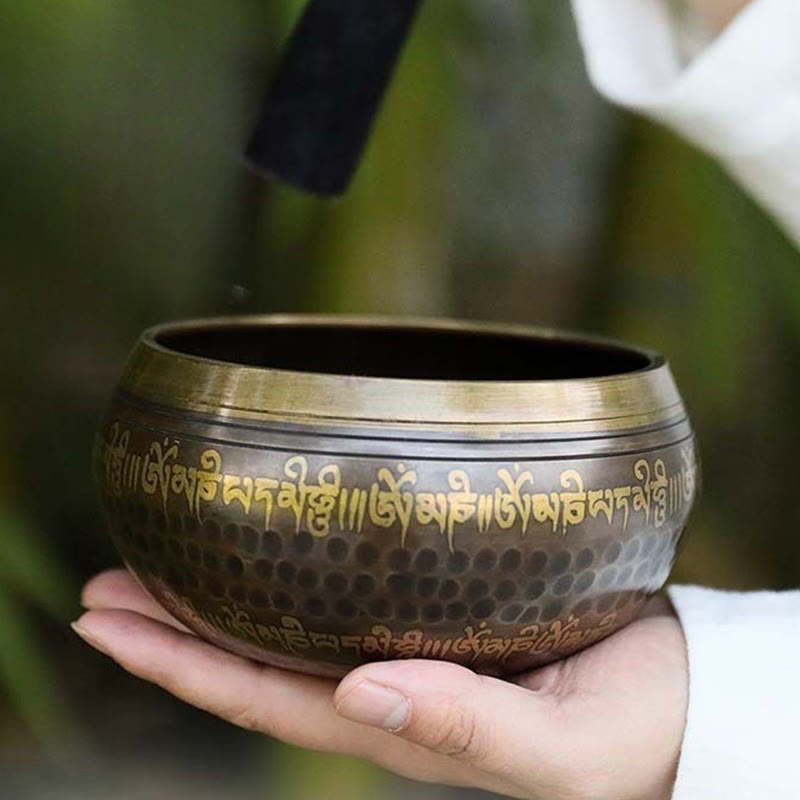 Buddha Stones Ręcznie wykonany wzór misy śpiewającej z fragmentem Pisma Świętego do uzdrawiania i medytacji. Zestaw mis dźwiękowych - image 0