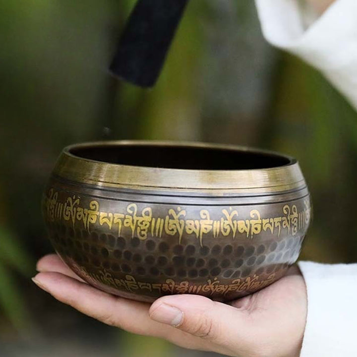Buddha Stones Ręcznie wykonany wzór misy śpiewającej z fragmentem Pisma Świętego do uzdrawiania i medytacji. Zestaw mis dźwiękowych - image 0