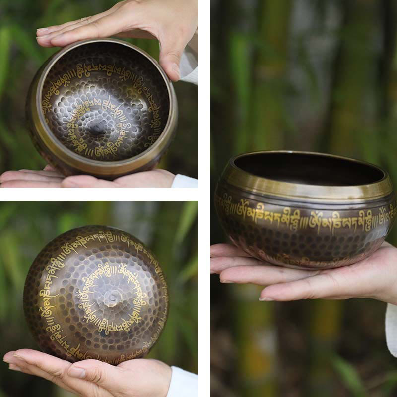 Buddha Stones Ręcznie wykonany wzór misy śpiewającej z fragmentem Pisma Świętego do uzdrawiania i medytacji. Zestaw mis dźwiękowych - image 6