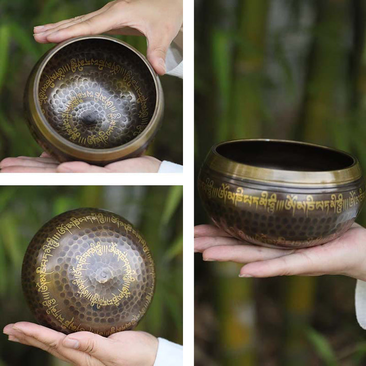Buddha Stones Ręcznie wykonany wzór misy śpiewającej z fragmentem Pisma Świętego do uzdrawiania i medytacji. Zestaw mis dźwiękowych - image 6