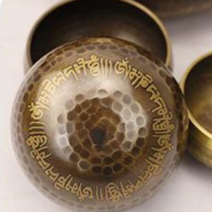 Buddha Stones Ręcznie wykonany wzór misy śpiewającej z fragmentem Pisma Świętego do uzdrawiania i medytacji. Zestaw mis dźwiękowych - image 8