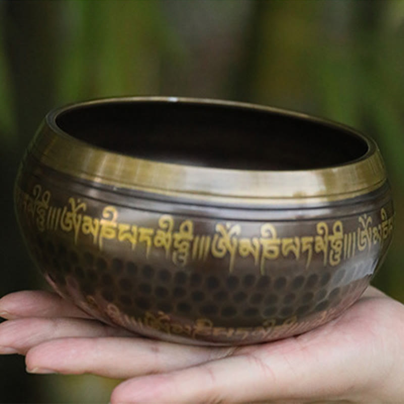 Buddha Stones Ręcznie wykonany wzór misy śpiewającej z fragmentem Pisma Świętego do uzdrawiania i medytacji. Zestaw mis dźwiękowych - image 4