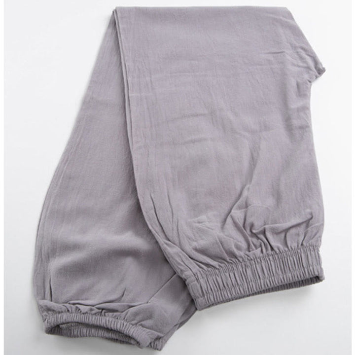 Buddha Stones Letnie Jednolity Kolor Unisex Elastyczna Talia Spodnie Do Ćwiczeń Tai Chi Qigong Z Kieszeniami - image 2