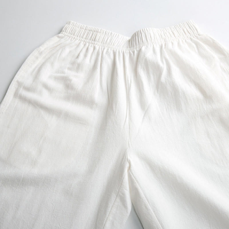 Buddha Stones Letnie Jednolity Kolor Unisex Elastyczna Talia Spodnie Do Ćwiczeń Tai Chi Qigong Z Kieszeniami - image 7