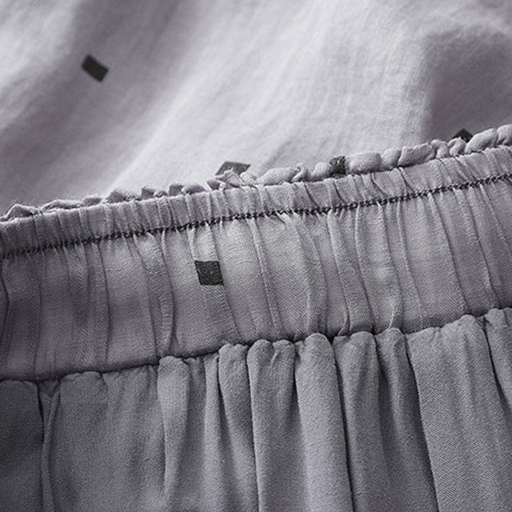 Buddha Stones Letnie Luźne Polka Dot Wzór Bawełna Len Damskie Szerokie Spodnie Nogawki Z Kieszeniami - image 5