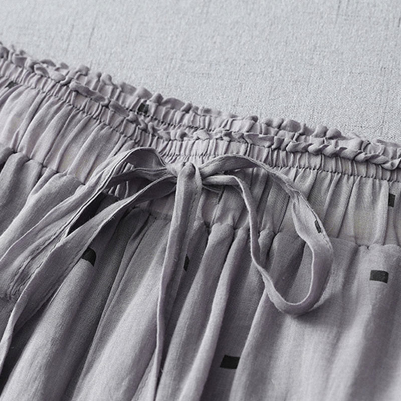 Buddha Stones Letnie Luźne Polka Dot Wzór Bawełna Len Damskie Szerokie Spodnie Nogawki Z Kieszeniami - image 2