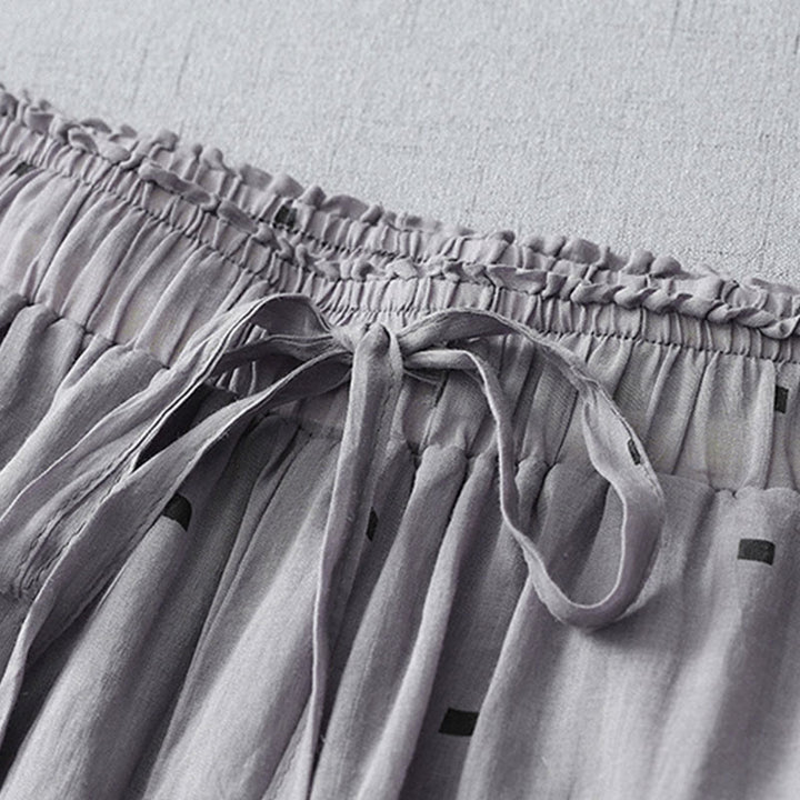 Buddha Stones Letnie Luźne Polka Dot Wzór Bawełna Len Damskie Szerokie Spodnie Nogawki Z Kieszeniami - image 2