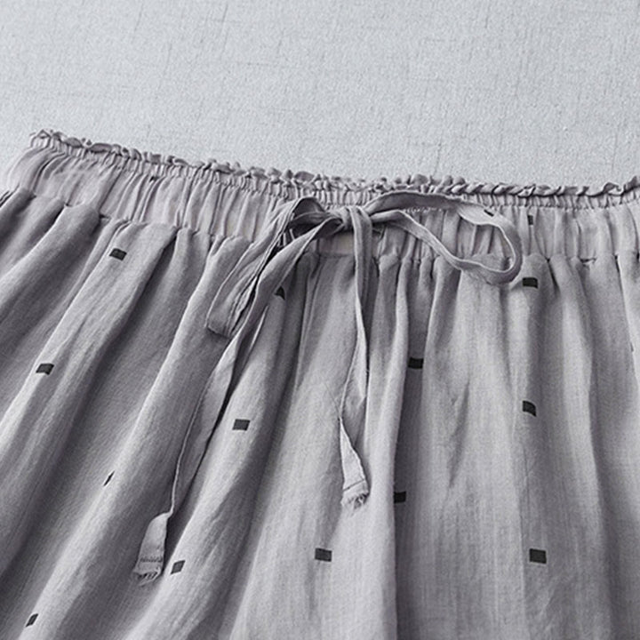 Buddha Stones Letnie Luźne Polka Dot Wzór Bawełna Len Damskie Szerokie Spodnie Nogawki Z Kieszeniami - image 3