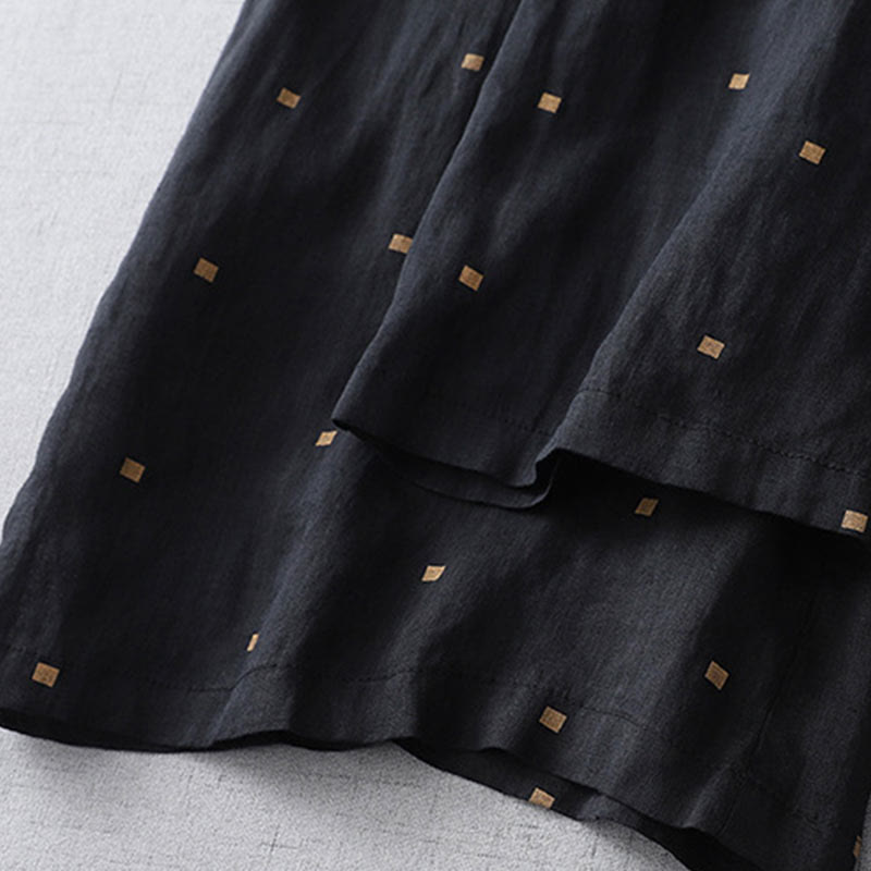 Buddha Stones Letnie Luźne Polka Dot Wzór Bawełna Len Damskie Szerokie Spodnie Nogawki Z Kieszeniami - image 13