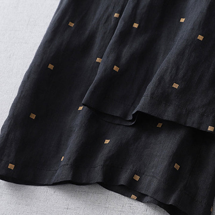 Buddha Stones Letnie Luźne Polka Dot Wzór Bawełna Len Damskie Szerokie Spodnie Nogawki Z Kieszeniami - image 13