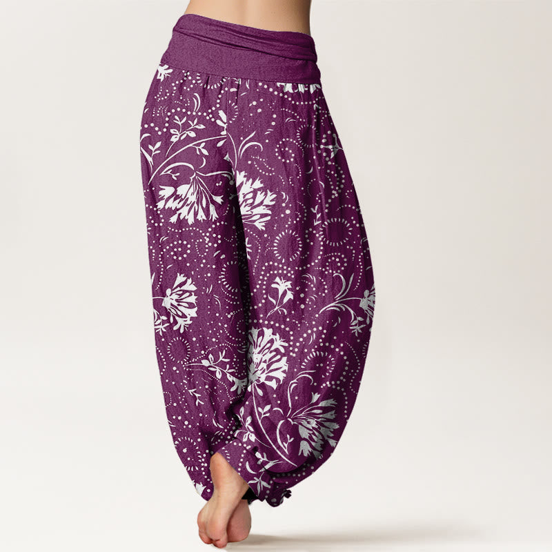 Buddha Stones Casual Floral Vine Roślinny Wzór Damskie Spodnie Harem Elastyczna Talia - image 10