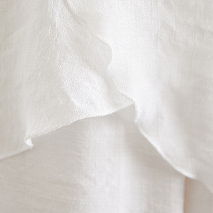 Buddha Stones 2 szt. beżowe chińskie żaby-guziki projekt koszula z długim rękawem spodnie medytacja zen tai chi bawełna len odzież damska zestaw - image 12