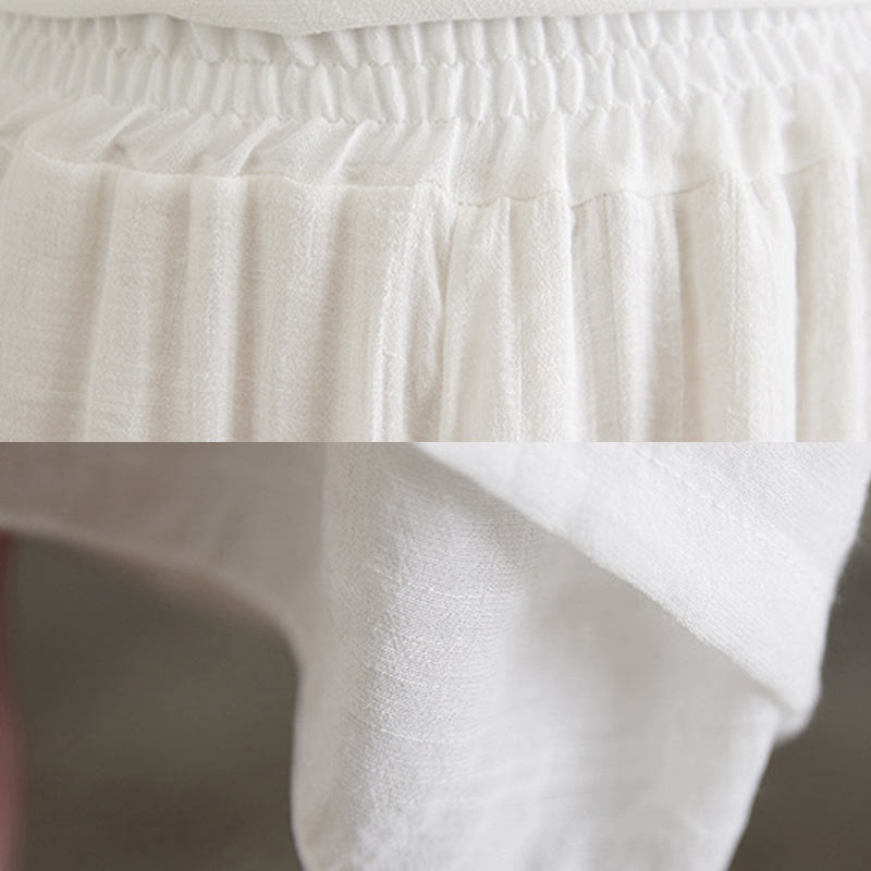 Buddha Stones 2 szt. beżowe chińskie żaby-guziki projekt koszula z długim rękawem spodnie medytacja zen tai chi bawełna len odzież damska zestaw - image 18