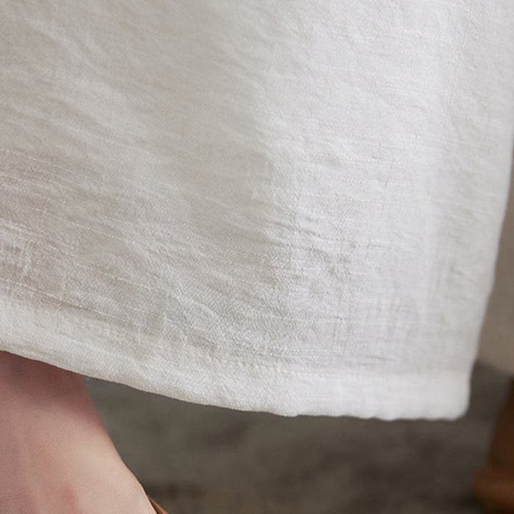 Buddha Stones 2 szt. beżowe chińskie żaby-guziki projekt koszula z długim rękawem spodnie medytacja zen tai chi bawełna len odzież damska zestaw - image 16