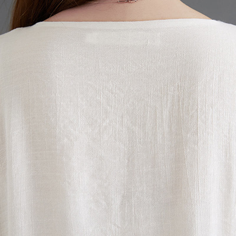 Buddha Stones 2 szt. beżowe chińskie żaby-guziki projekt koszula z długim rękawem spodnie medytacja zen tai chi bawełna len odzież damska zestaw - image 10