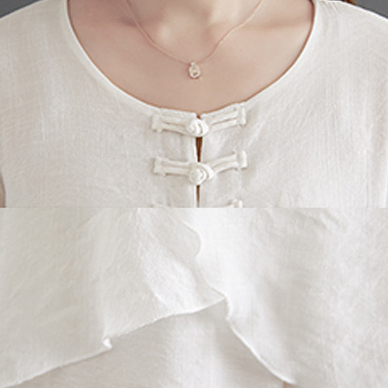 Buddha Stones 2 szt. beżowe chińskie żaby-guziki projekt koszula z długim rękawem spodnie medytacja zen tai chi bawełna len odzież damska zestaw - image 17