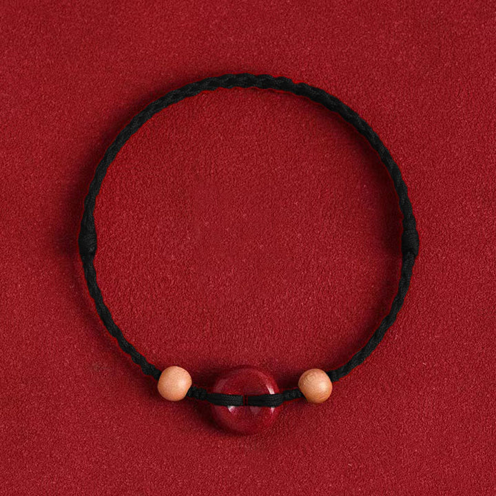 Bransoletka Buddha Stones Peach Wood Peace Buckle Cinnabar Wealth String Bransoletka na kostkę