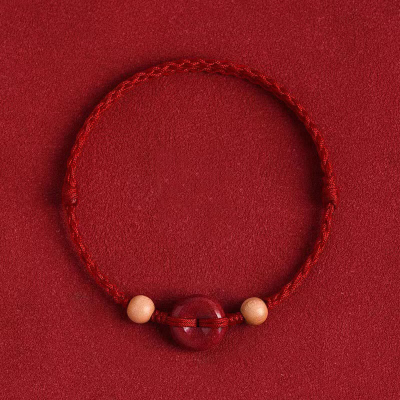 Bransoletka Buddha Stones Peach Wood Peace Buckle Cinnabar Wealth String Bransoletka na kostkę