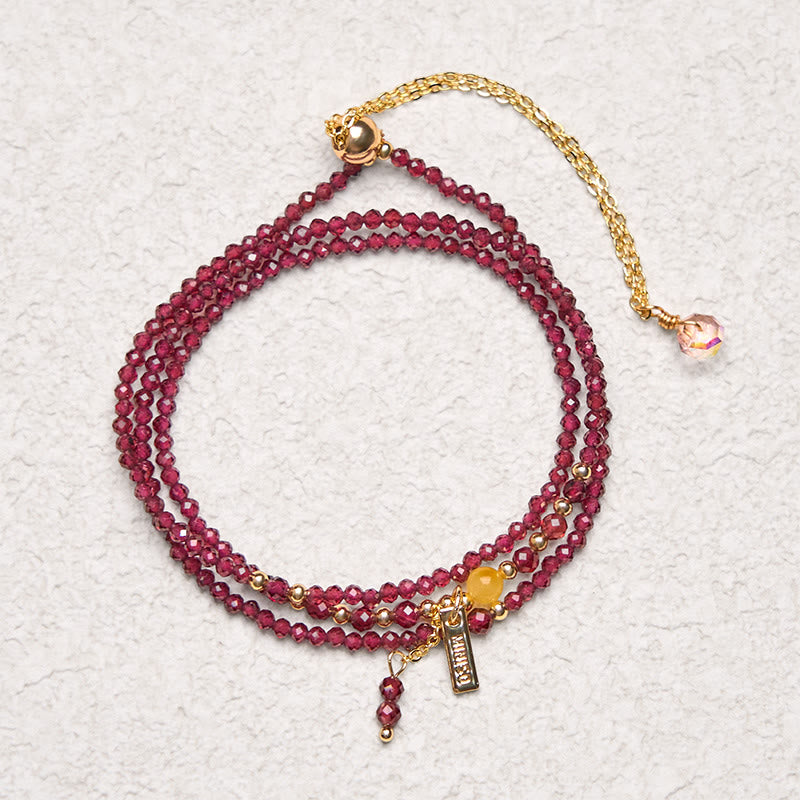 Bransoletka Buddha Stones Small Natural Garnet Passion Triple Wrap