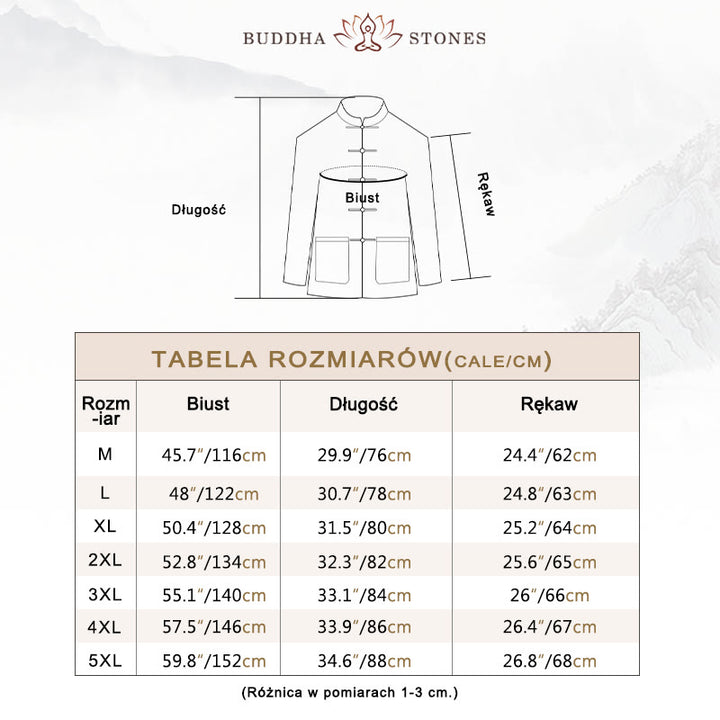 Kamienie Buddha Stones -Guzik Chiński Tang Garnitur Bawełna Lniana Męska Kurtka Koszula Z Kieszeniami - image 3