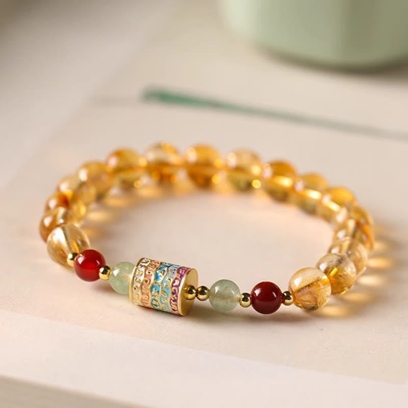Bransoletka kreatywna z Buddha Stones Naturalny Cytryn Kolorowy Koło Modlitewne