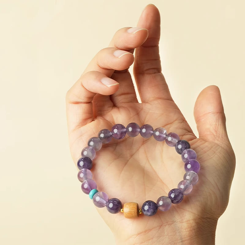 Buddha Stones Naturalny Ametyst Szczęśliwe Drewniane Koraliki Bransoletka Pokoju