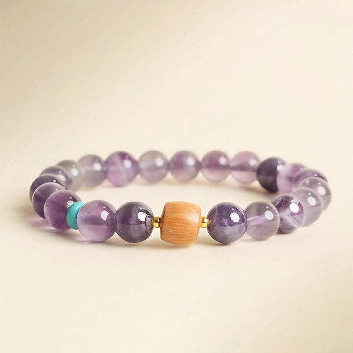 Buddha Stones Naturalny Ametyst Szczęśliwe Drewniane Koraliki Bransoletka Pokoju