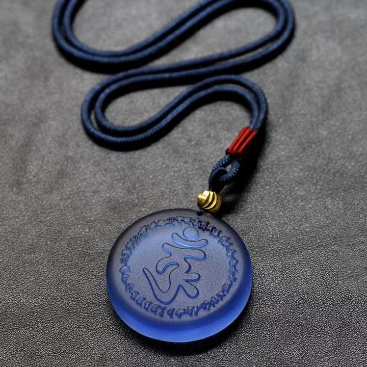 Buddha Stones Tybet Shurangama Mantra Liuli Kryształowy Naszyjnik Wisiorek