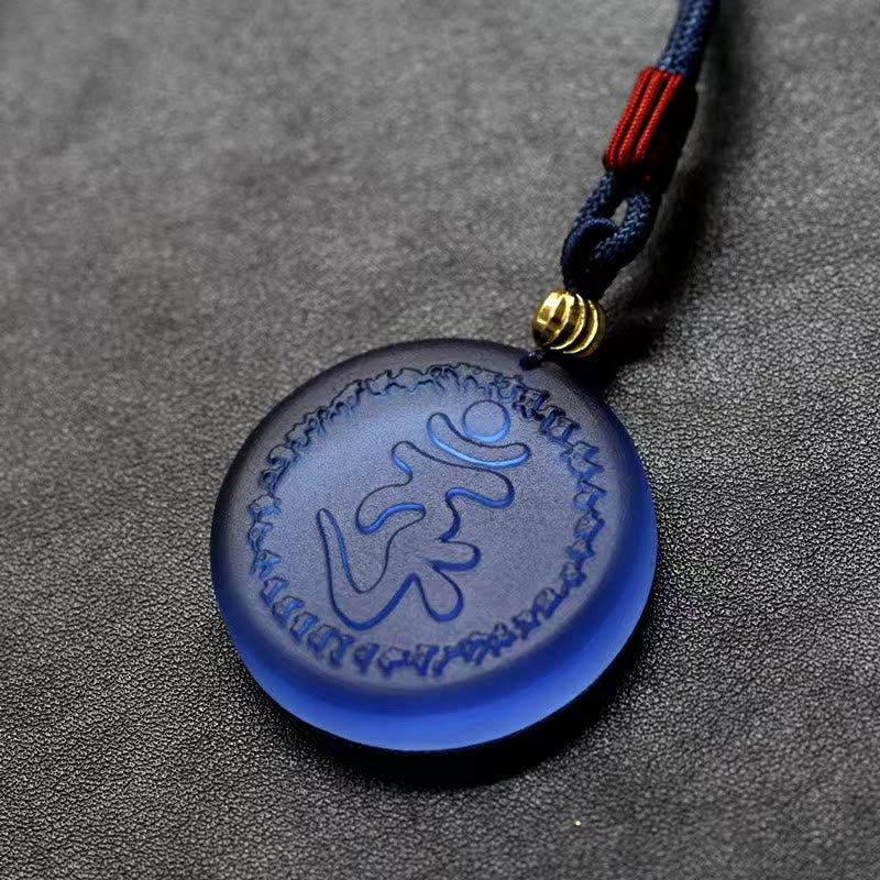 Buddha Stones Tybet Shurangama Mantra Liuli Kryształowy Naszyjnik Wisiorek - Mantra Shurangama - image 0