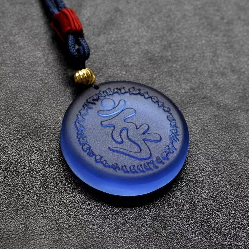 Buddha Stones Tybet Shurangama Mantra Liuli Kryształowy Naszyjnik Wisiorek