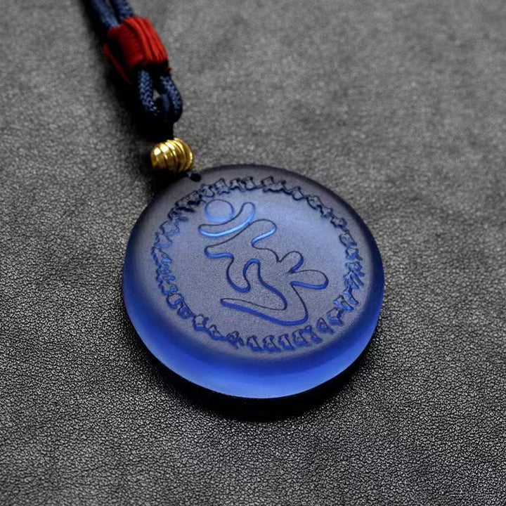 Buddha Stones Tybet Shurangama Mantra Liuli Kryształowy Naszyjnik Wisiorek
