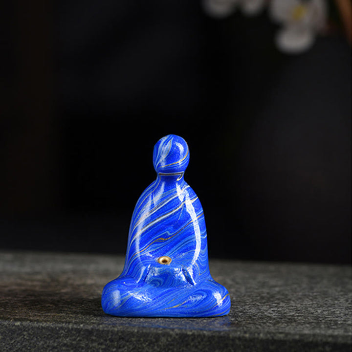Buddha Stones Miniaturowy Bezpostaciowy Budda Drewno Hebanowe Lakier Rzemiosło Pokój Kadzidełko Dekoracja - Niebieski (losowy niebieski kolor) - image 10