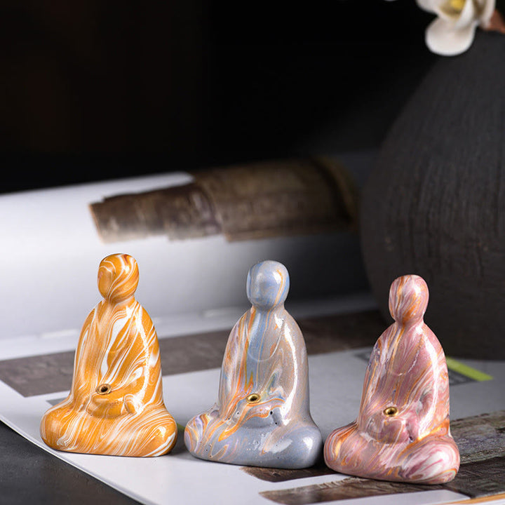 Buddha Stones Miniaturowy Bezpostaciowy Budda Drewno Hebanowe Lakier Rzemiosło Pokój Kadzidełko Dekoracja - image 0