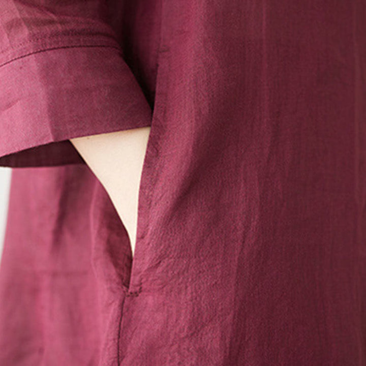 Buddha Stones, swobodny, 2 sztuki, prosta koszula z rękawem 3/4 i skośnym kołnierzykiem, szerokie nogawki, spodnie z kieszeniami, odzież do medytacji Zen Tai Chi, zestaw damski - image 10