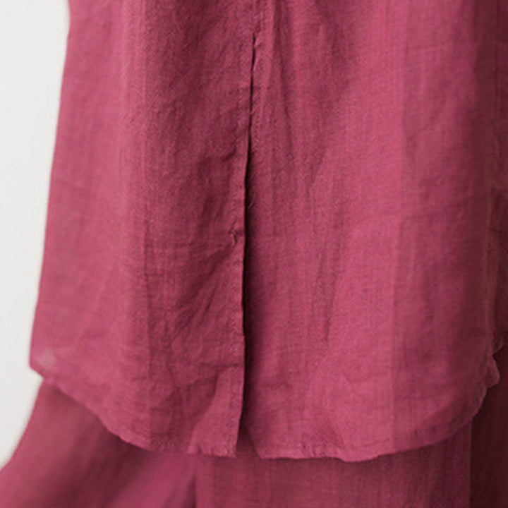 Buddha Stones, swobodny, 2 sztuki, prosta koszula z rękawem 3/4 i skośnym kołnierzykiem, szerokie nogawki, spodnie z kieszeniami, odzież do medytacji Zen Tai Chi, zestaw damski - image 11