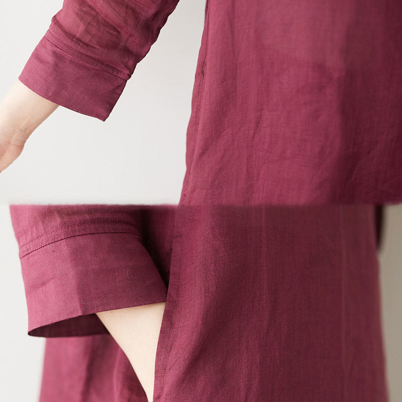 Buddha Stones, swobodny, 2 sztuki, prosta koszula z rękawem 3/4 i skośnym kołnierzykiem, szerokie nogawki, spodnie z kieszeniami, odzież do medytacji Zen Tai Chi, zestaw damski - image 15