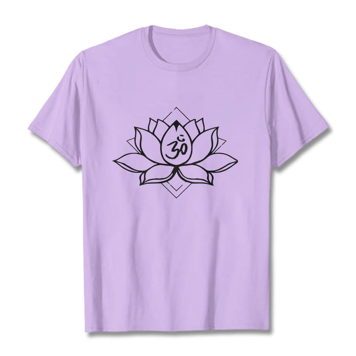 Koszulka z bawełny z motywem kwitnącego lotosu Om w sanskrycie z Buddha Stones - Śliwka - 2XL - image 16