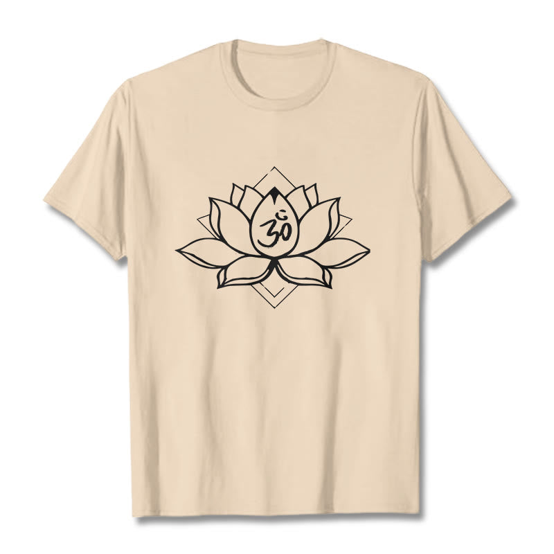 Koszulka z bawełny z motywem kwitnącego lotosu Om w sanskrycie z Buddha Stones - For - 2XL - image 8