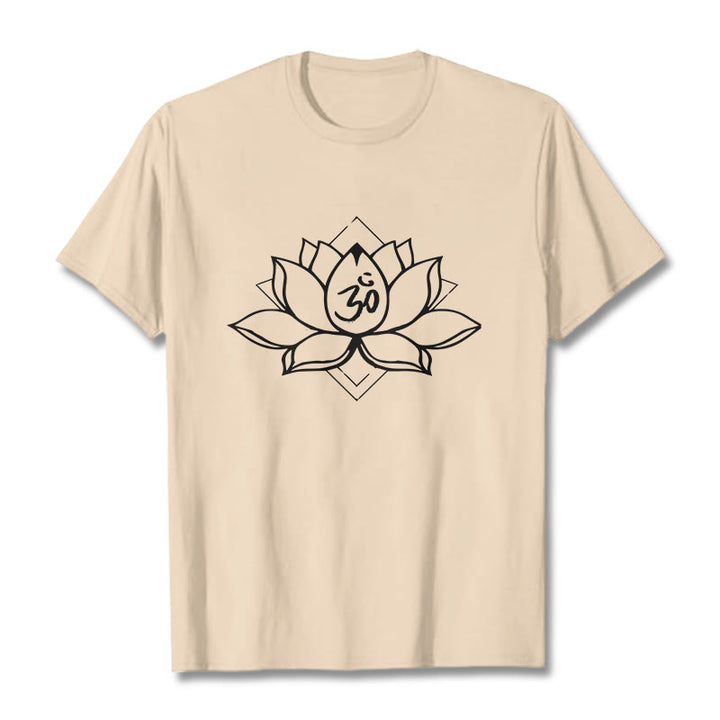 Koszulka z bawełny z motywem kwitnącego lotosu Om w sanskrycie z Buddha Stones - For - 2XL - image 8