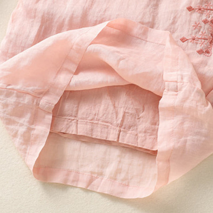 Buddha Stones Etniczne Haftowane Sznurek Bawełniany Len Damskie Spodnie Szerokie Nogawki Wysoki Stan Z Kieszeniami - image 12