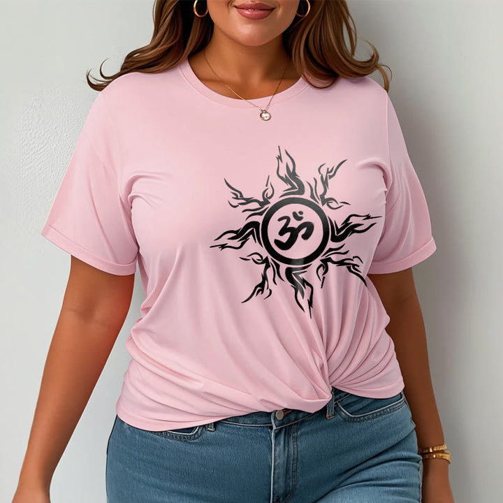 Wzór słonecznych Buddha Stones otaczający symbol Om Wzór bawełniany T-shirt - image 14
