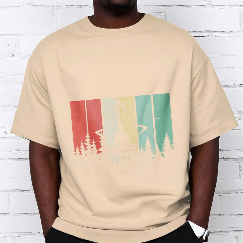 Buddha Stones Statua Buddy Medytująca W Pozycji Lotosu Wzór Cienia Bawełniana Koszulka T-shirt - image 9