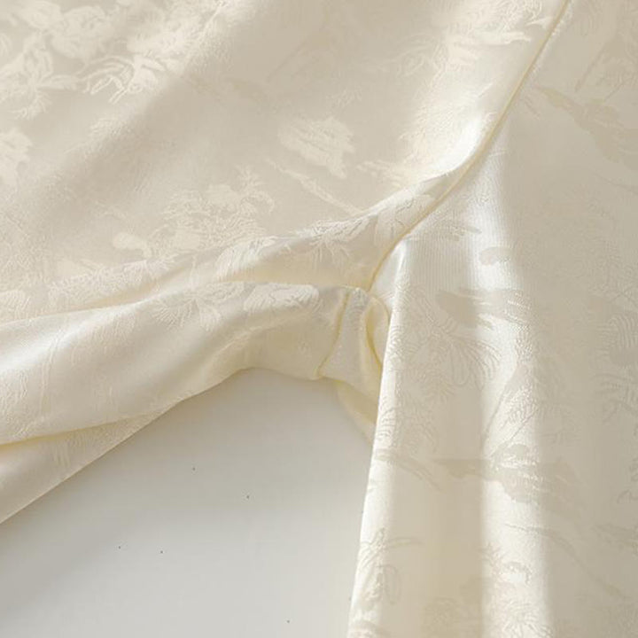 Spodnie damskie szerokie nogawki Buddha Stones Spring Casual Jacquard Solid Color Cotton Linen z kieszeniami