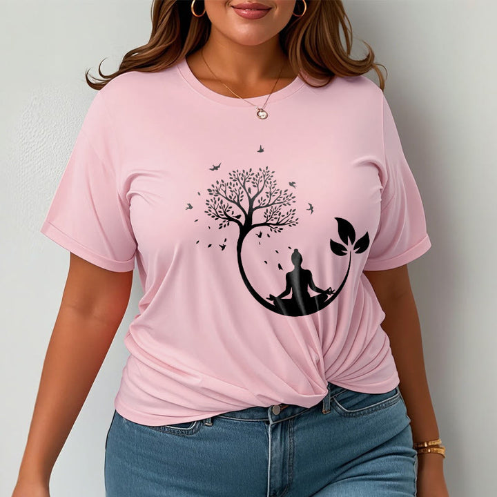 Buddha Stones Budda Medytujący W Drzewie Wzór Bawełniana Koszulka T-shirt - image 13