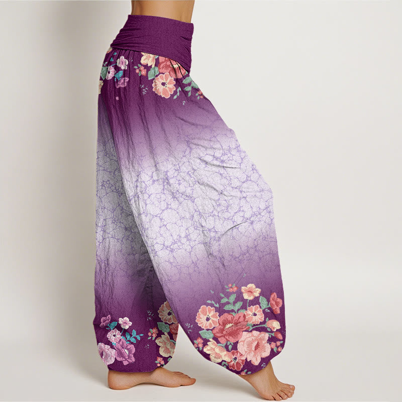 Buddha Stones Casual Floral Leafy Branch Flowing Vines Pattern Damskie spodnie haremowe z elastyczną talią - image 2