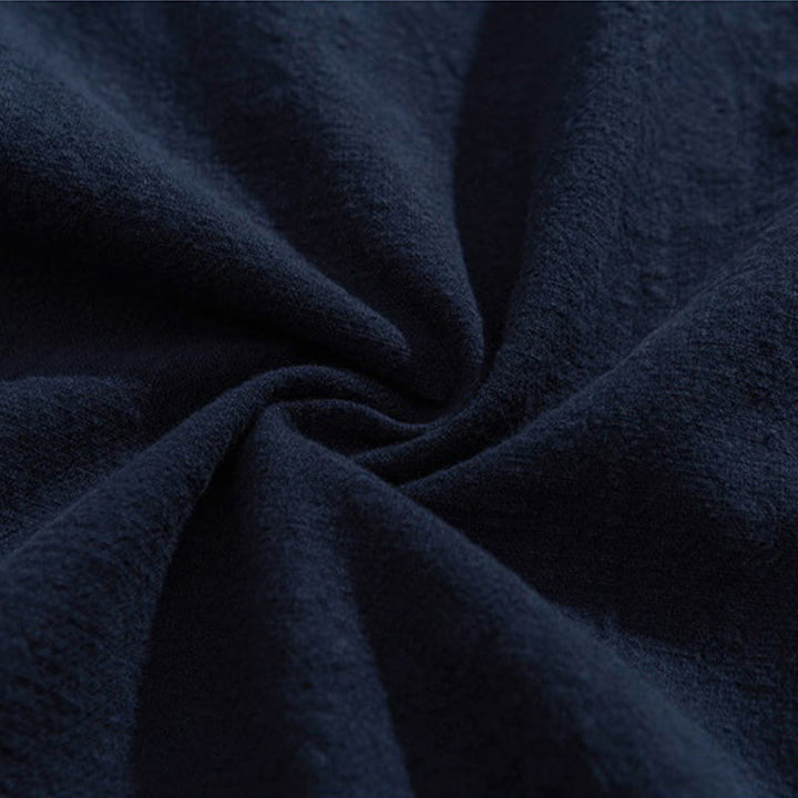 Koszula męska z krótkim rękawem bawełniana z kieszenią i kołnierzykiem stojącym w stylu casual z Buddha Stones i guzikami żaby - image 7