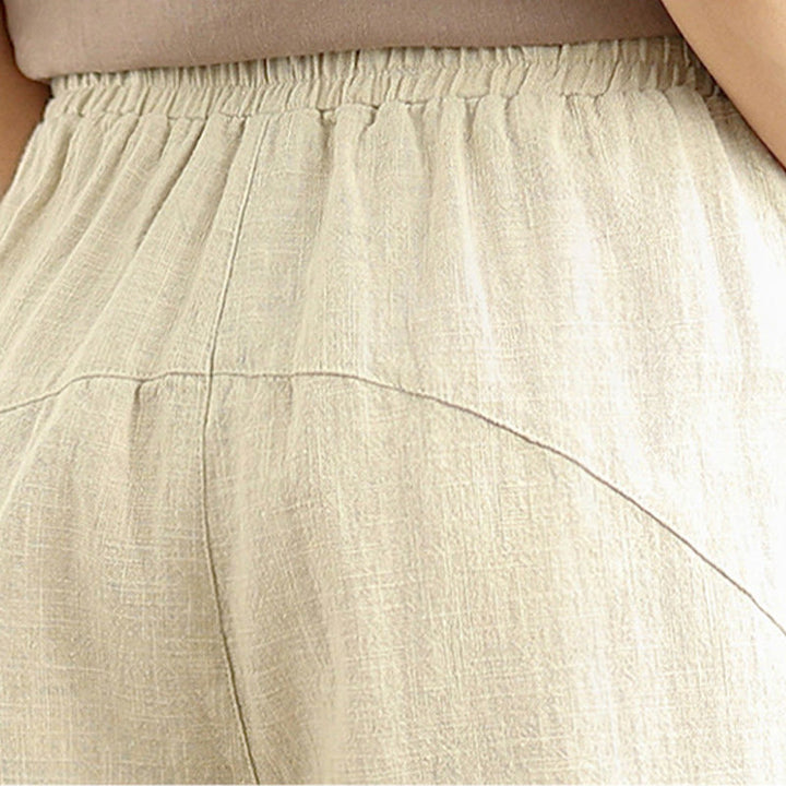 Spodnie harem damskie z bawełny i lnu z kieszeniami, codzienne, proste, z Buddha Stones, z prostym wzorem - image 7